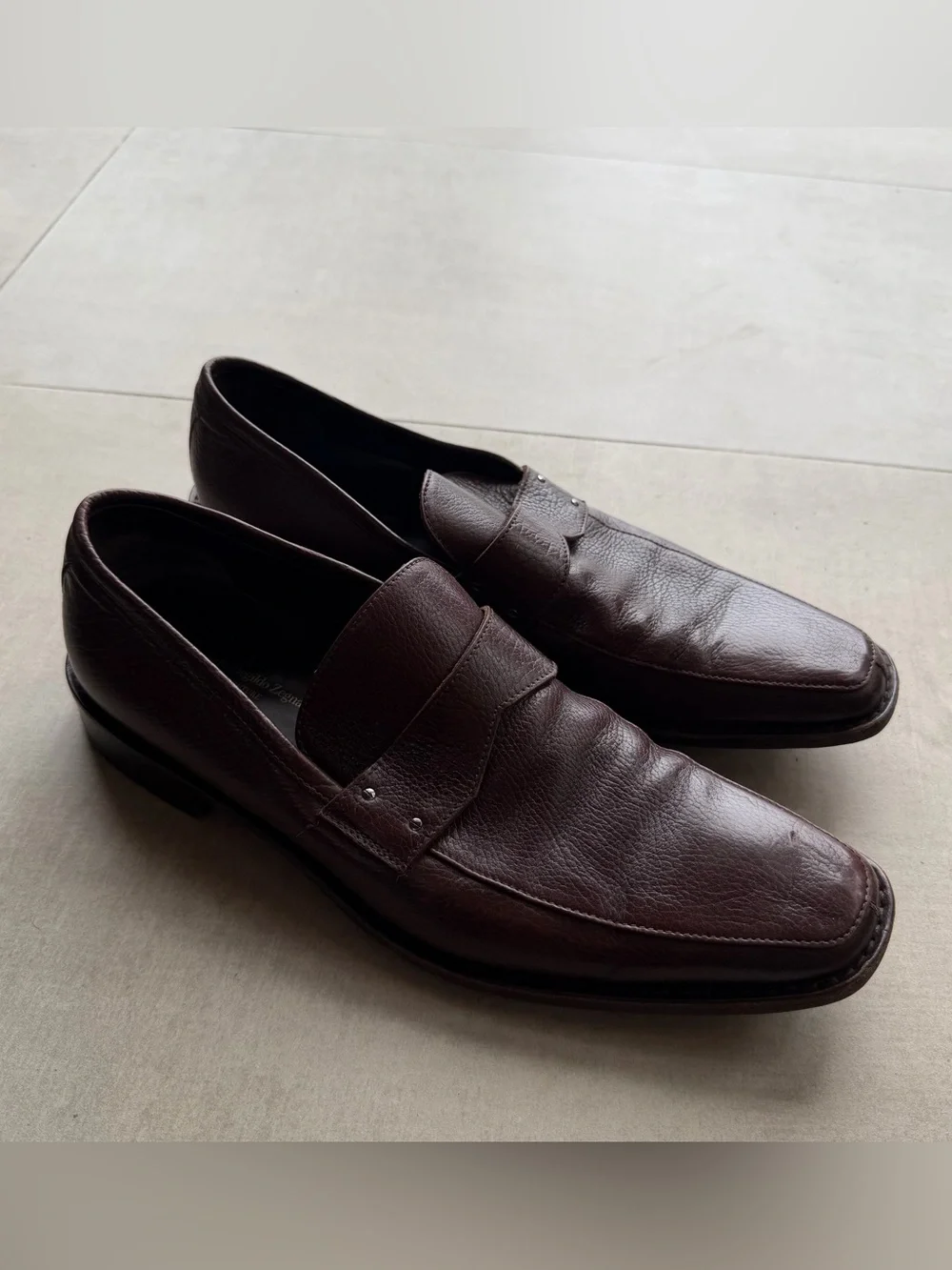 Ermenegildo Zegna Brown Leather Loafers